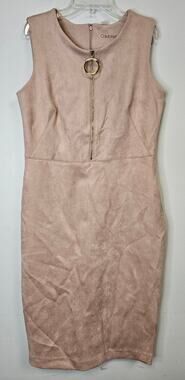 NWT Calvin Klein Womens Blush Pink Faux Suede Sheath Dress-Size 10